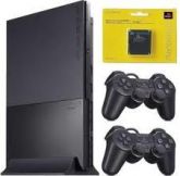 playstation sony cor preta com 2 controle mamory card